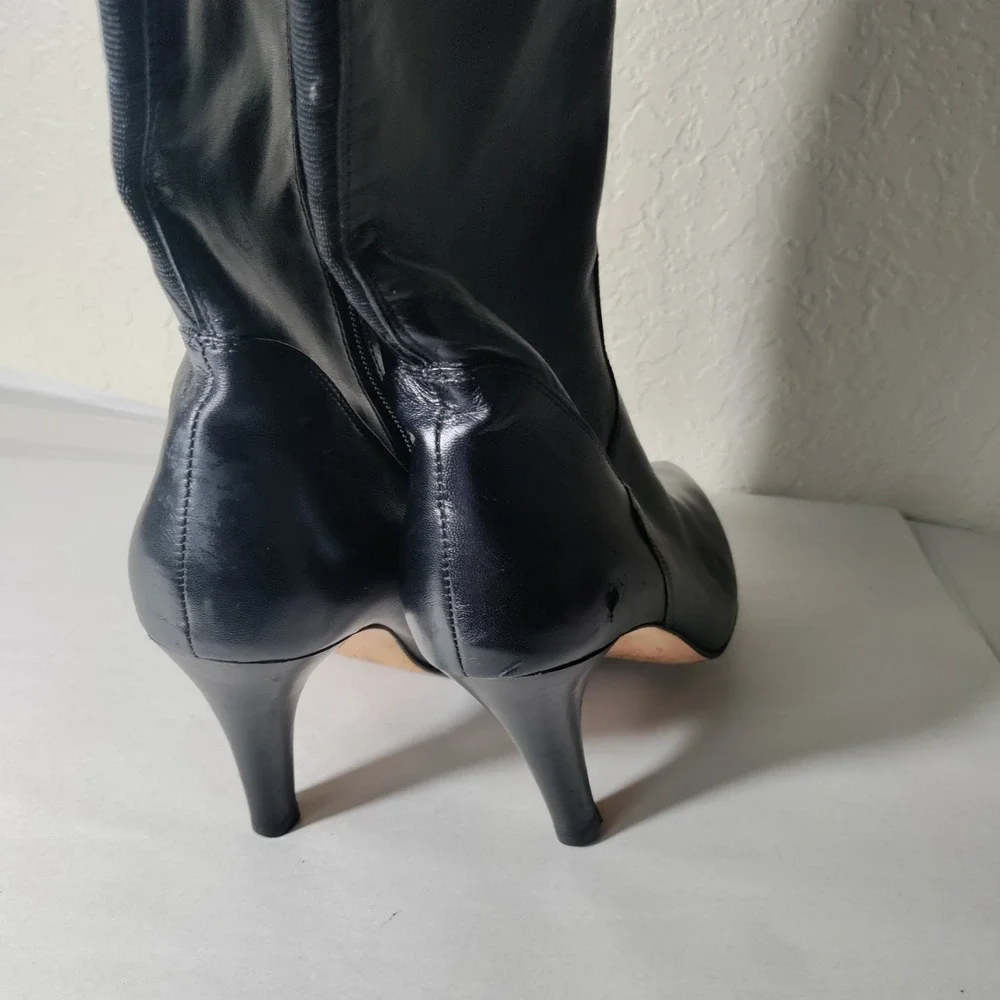 Vtg ROS HOMMERSON tall black leather‎ Over The Knee OTK BOOTS womens 9WW